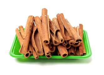 Cinnamon on a white background