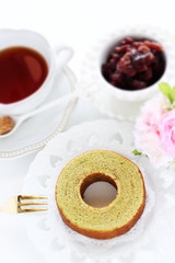 Germen food, green tea Baumkuchen cake 