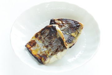 Japanese food, grilled mackerel on dish for healthy food image