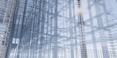 3D BIM model of reinforcement framework of the building