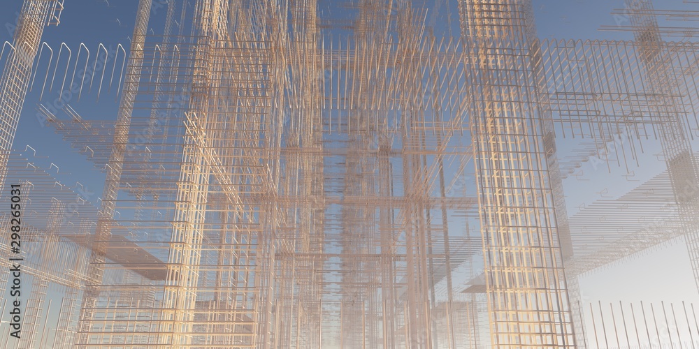 Poster 3d bim model of reinforcement framework of the building