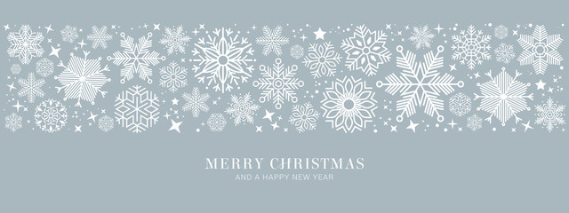 blue christmas card with white snowflakes vector illustration EPS10