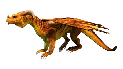 3D Rendering Fairy Tale Dragon on White