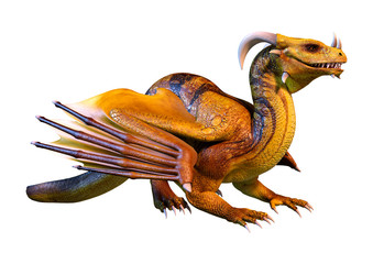3D Rendering Fairy Tale Dragon on White