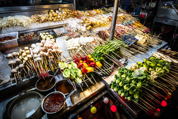 Naklejka premium Jalan Alor Street Food Market Kuala Lumpur Malaysia