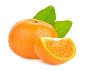  oranges, sliced on a white background
