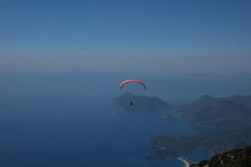 Paragliding from the Babadağ mountain in Ölüdeniz, Turkey