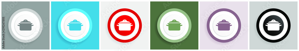 Poster pot icon set, colorful flat design vector illustrations in 6 options for web design and mobile appli