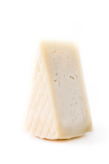 White cheese piece isolated on white background