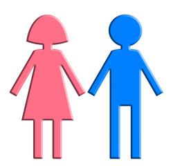 Siluetas de mujer y hombre en relieve