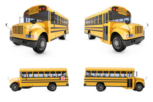 3D Rendering School Bus isolated on a white background