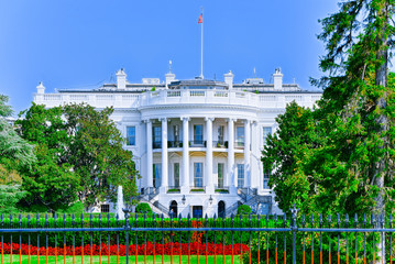 Washington, USA,The White House  South Lawn. Near White House is Basketball Court.