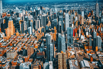 Fototapeta na wymiar View of New York and Manhattan from a bird's eye view.