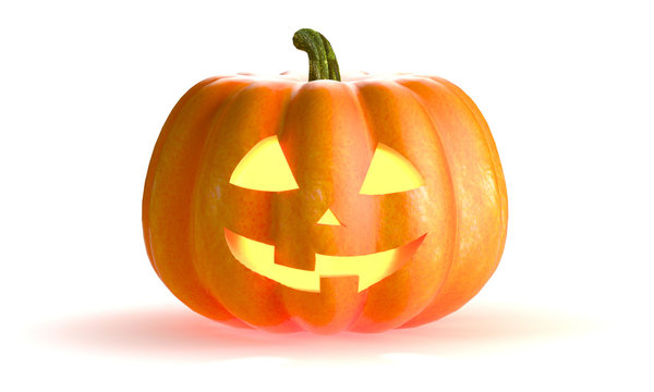 Halloween Pumpkin isolated on white background. 3D Rendering illustration