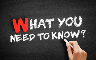 Fototapeta premium What Do You Need To Know? text on blackboard