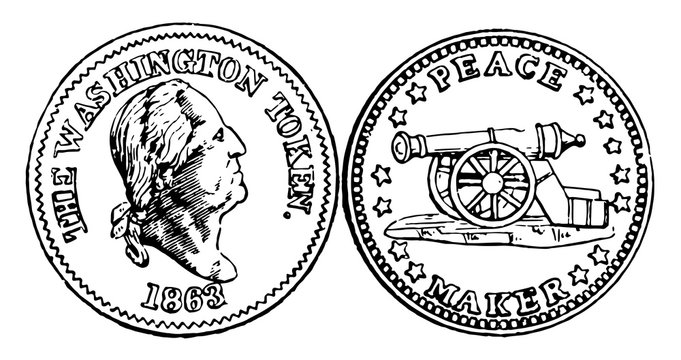 War Token, 1863 vintage illustration.