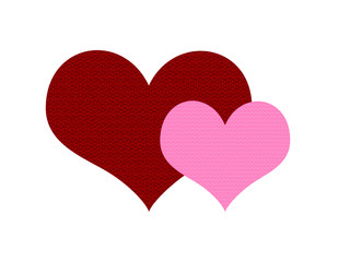 Two connected textured hearts