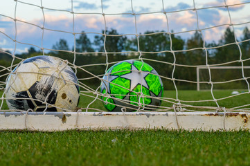 Football soccer ball goal net
