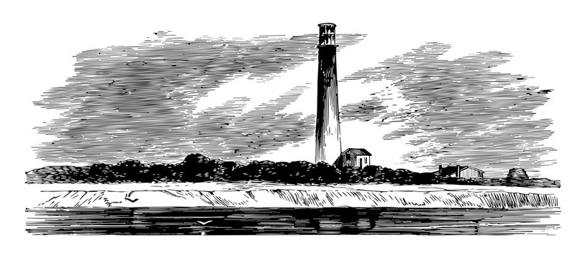 lighthouse vintage illustration