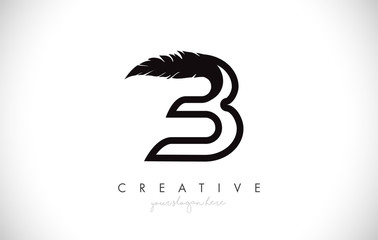 Obraz premium B Feather Letter Logo Icon Design With Feather Feathers Creative Look Vector Illustration