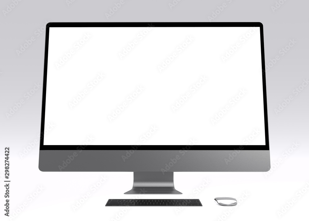 Aufkleber computer blank screen isolated on white background with mouse and keyboard