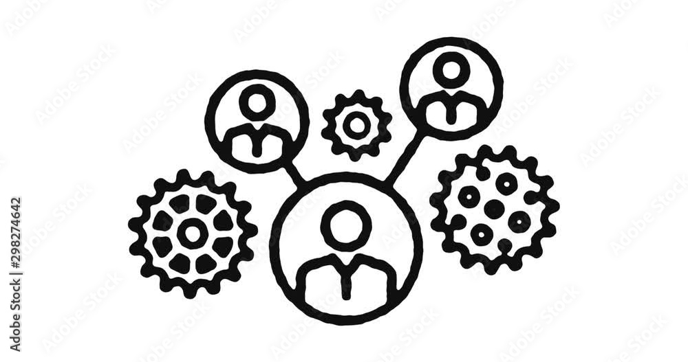 Poster teamwork outline icon animation footage/video. hand drawn like symbol animated with motion graphic, 