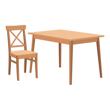 wooden table and chair.
