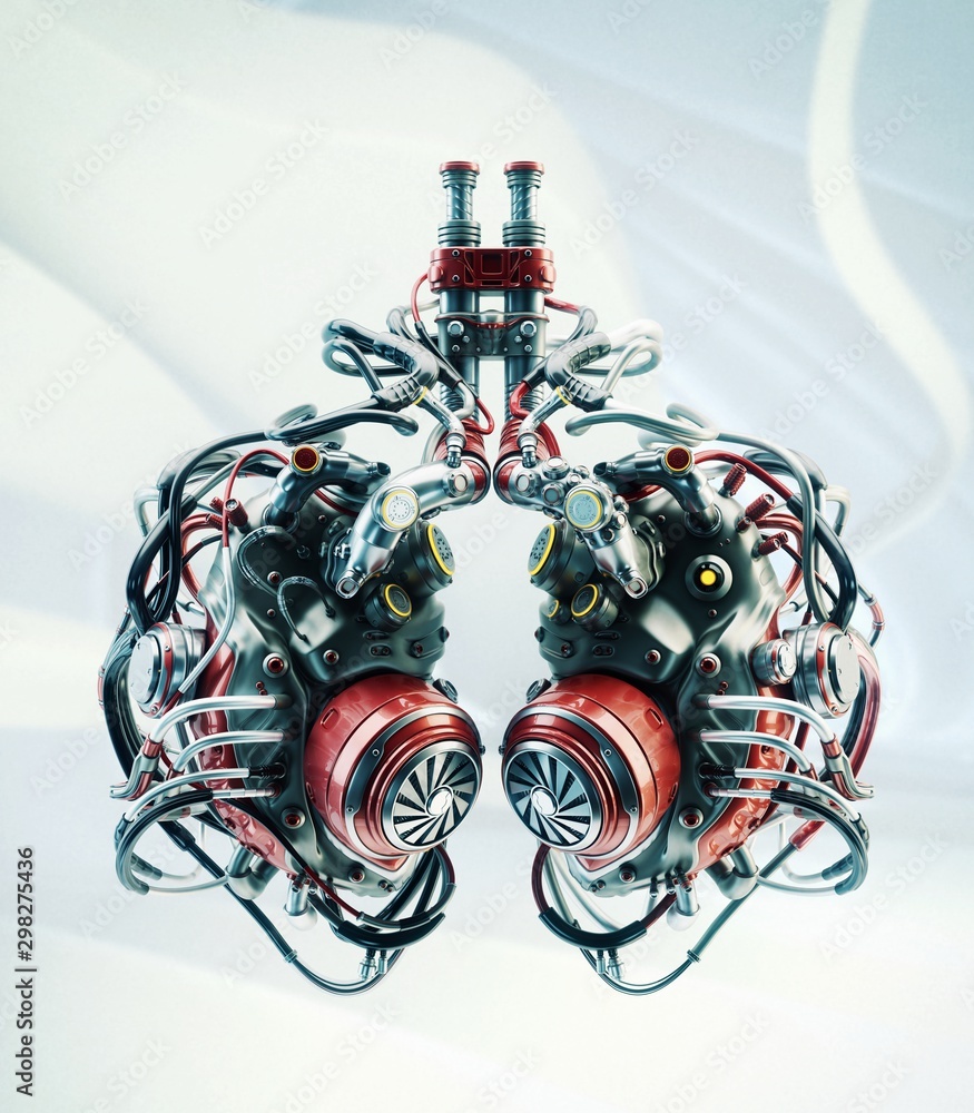 Wall mural robotic lungs, 3d illustration