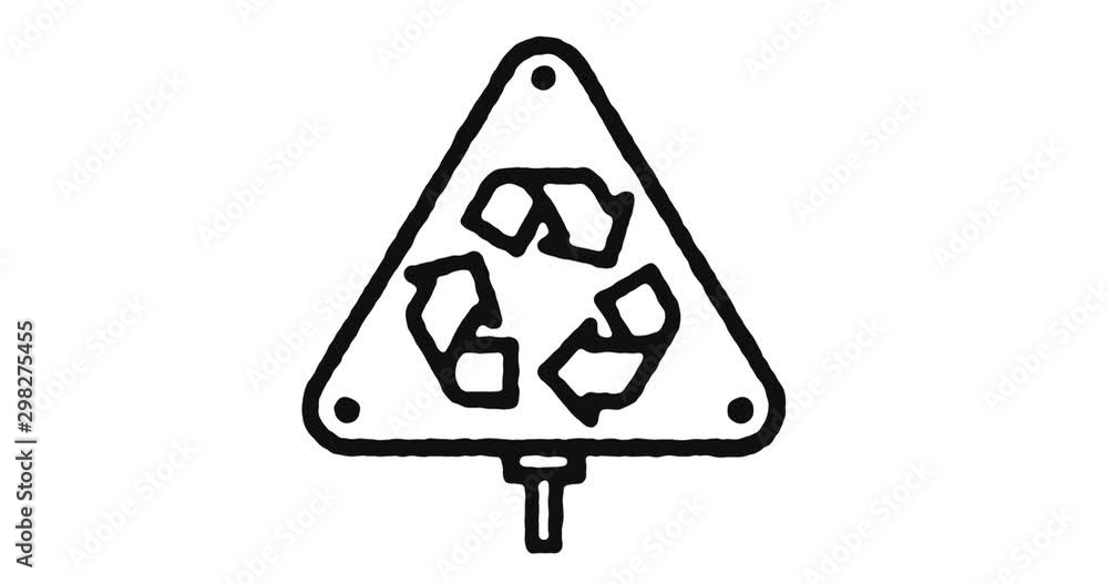 Poster recycling outline icon animation footage/video. hand drawn like symbol animated with motion graphic,