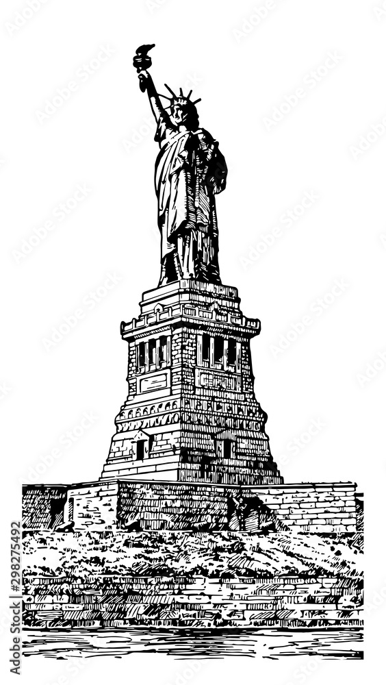 Wall mural Statue of Liberty vintage illustration