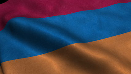 Armenia flag with visible wrinkles and realistic fabric.
