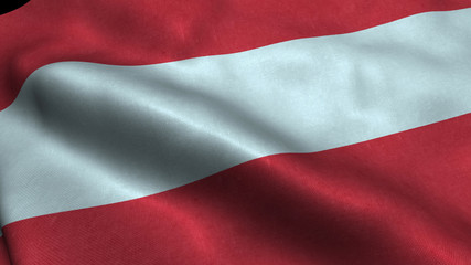 Austria flag with visible wrinkles and realistic fabric.