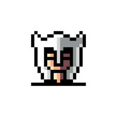 Pixel art, game item, icon and objects for the design. Vector illustration. Fantasy world. Old game console.