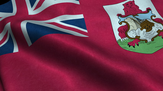 Bermuda flag with visible wrinkles and realistic fabric.