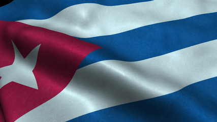 Cuba flag with visible wrinkles and realistic fabric.