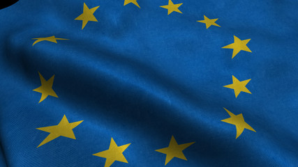 European-union flag with visible wrinkles and realistic fabric.