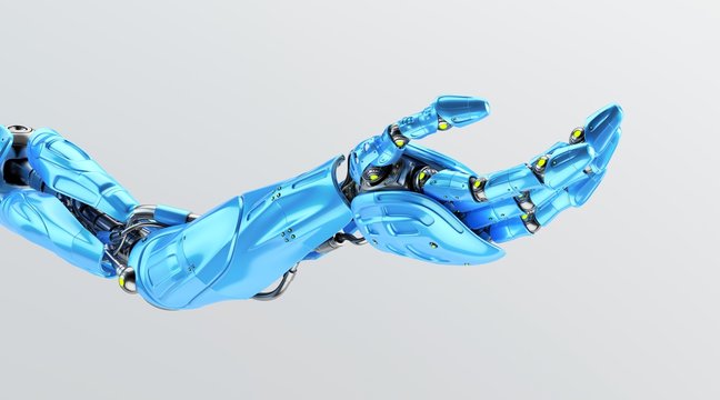 Futuristic arm, type of bionic arm with similar functions to a human arm. 3d rendering