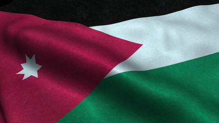Jordan flag with visible wrinkles and realistic fabric.