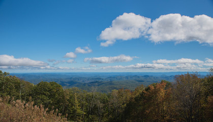 Fall Colors Show - Blue ridge Parkway North Carolina - Drive Through