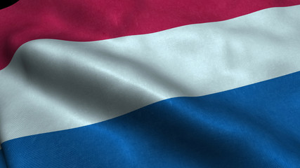 Netherlands flag with visible wrinkles and realistic fabric.