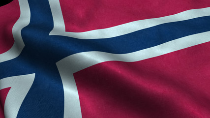 Norway flag with visible wrinkles and realistic fabric.