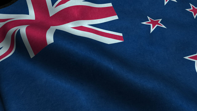 New-zealand flag with visible wrinkles and realistic fabric.