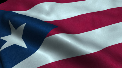 Puerto-rico flag with visible wrinkles and realistic fabric.