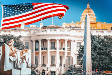 Washington, USA,The White House  South Lawn. Near White House is Basketball Court.