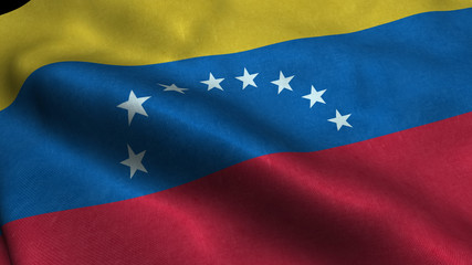 Venezuela flag with visible wrinkles and realistic fabric.