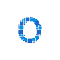 Vector Logo Letter Blue Blocks Cubes O