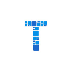 Vector Logo Letter Blue Blocks Cubes T