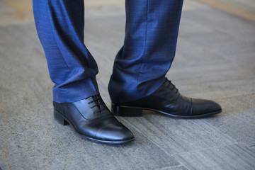 Businessman black leather shoes
