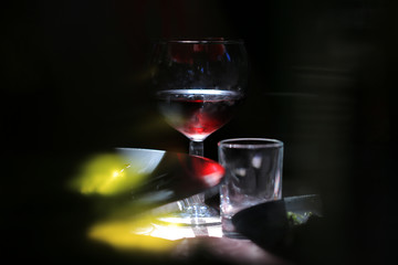 Luxury red wine glass in a restaurant