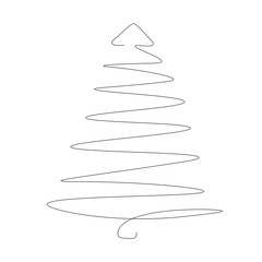 Christmas tree silhouette on white background, vector illustration